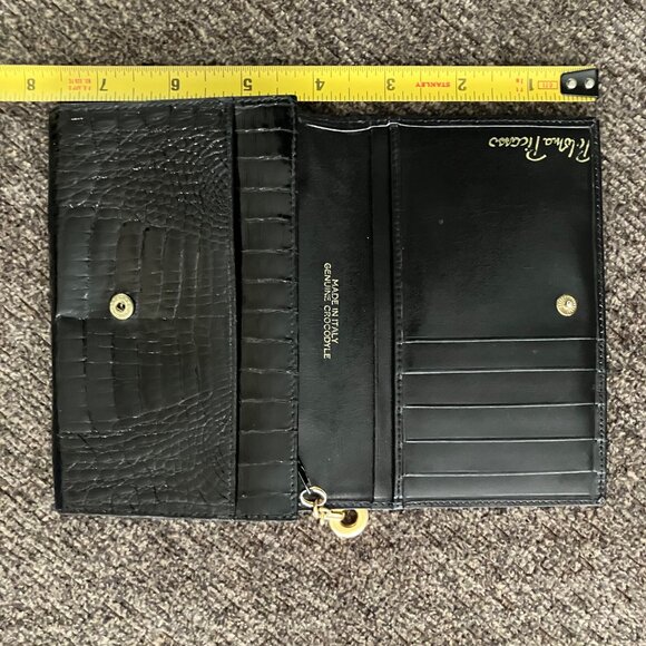 GENUINE CROCODILE Bi-Fold Women's Wallet Goldtone Paloma Picasso Couture ITALY - Picture 7 of 16